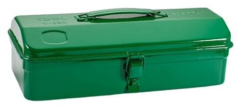 Milageto Werkzeugkoffer leer Werkzeugkoffer mit Schloss, Werkzeugkoffer aus Metall, Transportkoffer mit Tragegriff, tragbarer Werkzeugorganisator für Garage, LKW und Camping, 35 x 15 x 11 cm Grün