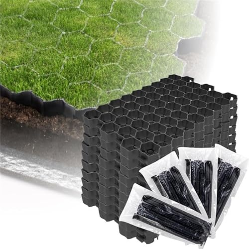 5X Paddockplatte Rasengitter 60x40x4 zur Parkplatzgitter +2X Bodenanker (5, Schwarz 60x40)