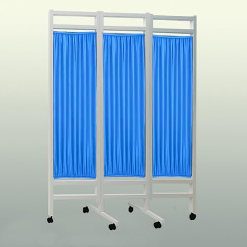 ZNGEPHAP Faltbare medizinische Sichtschutzwand mit abnehmbarem Nylon-Seidenstoff, 6 Fuß hoher Raumteiler für Krankenhaus/Büro/Schönheitssalon, temporäre Wandtrennwand (Beige) (Blau)