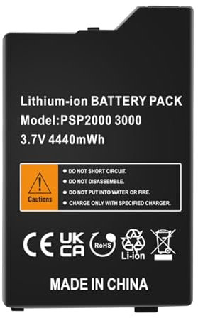 FLSTOR Battery for Sony PSP 2000 and 3000, 4440mWh Li-ion Replacement Battery Compatible with PSP-S110 Console Models 2001–3010, (Not for PSP 1000, Vita)