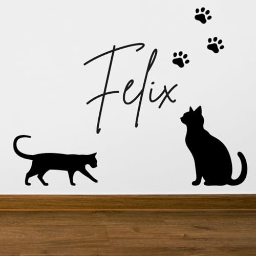 Adesivi Murali Riutilizzabili Grandi Scritte Personalizzate con Nome Animale Adesivo da parete per muro Wall Decal Stickers Decorazioni per Casa Camera da Cat Lover Gatto