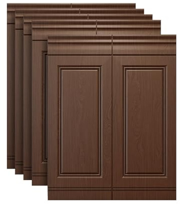 Wandverkleidung Selbstklebend PVC-Deckenfliesen, dekorative 3D-Deckenfliesen für Aufkleben, Deckenpaneel in Walnussfarbe zur Vermeidung von Bruch, Abdeckung 34 Quadratfuß, Packung mit 5 Fliesen