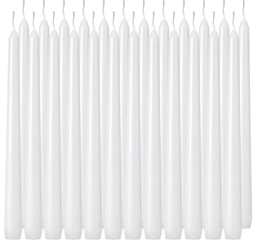 Tuyai 36 Pack Tall White Taper Candles, 10 inch (H) Dripless, Unscented Dinner Candle, Smokeless Taper Candles, Paraffin Wax with Cotton Wicks, 8 Hours Burn Time