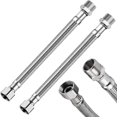 2 Stück Flexschlauch 3/8 Zol,Panzerschlauch 3/8 Zoll,Schlauch Für Wasserhahn Verlängerung,Edelstahl,Mit Anschlussstück Und Außengewinde Für Wasserhähne Eckventile,Badezimmer Und Küchenarmaturen (31cm)