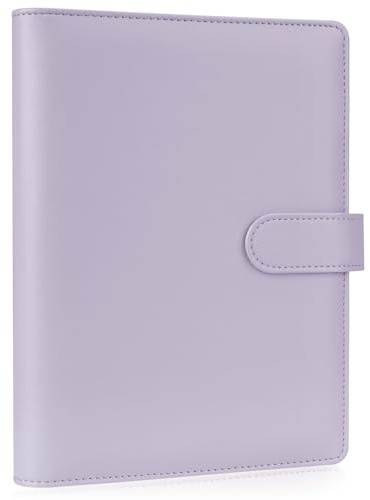 AKONEGE A5-Ringbuch Kunstleder 6-Loch Ringordner A5 Binder für Einlagepapier, nachfüllbares Notizbuch, Budget Planer für Büro, Schule, Arbeit Und Reisetagebücher, Violett (ohne Innenseiten)