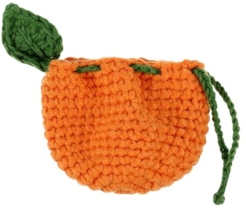 Sac orange mandarine, sac tricoté avec cordon de serrage, sac à main au | crochet, mandarine au crochet, forme orange pour femme, pièce de monnaie, chargeurs