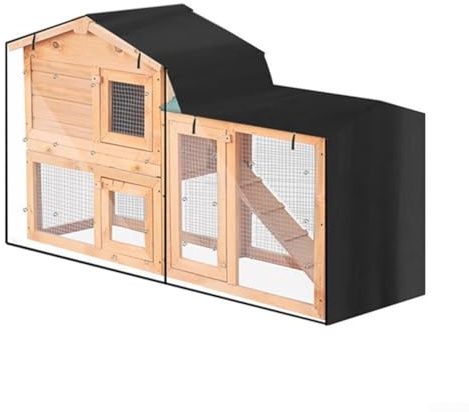 Zilimontt Kaninchenkäfig-Abdeckung, Dreieck-Design mit 210D-Oxford-Gewebe für zuverlässigen Wetterschutz (schwarz, 180 x 52 x 86 cm)