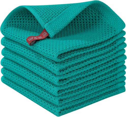BW&HM Baumwolltücher Spültücher Baumwolle spültuch Baumwolle waschbar für Haushalt Küche Geschirr 6er Set 33x33 cm Türkis