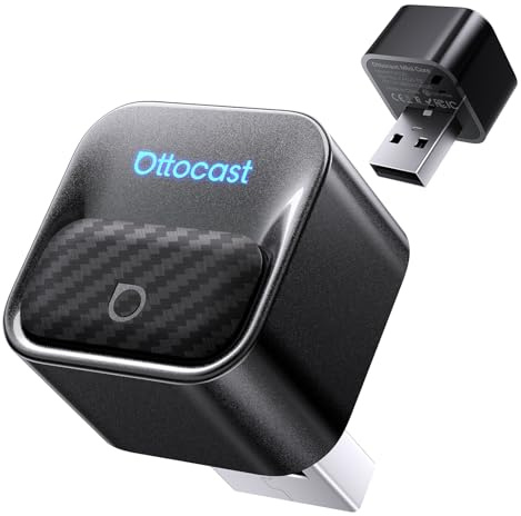 2026 Upgrade Ottocast Mini Core 3.0 Wireless CarPlay Adapter | Wired to Wireless CarPlay & Android Auto, WiFi 6 & Bluetooth 5.4, Plug & Play USB Adapter for Cars with Factory Wired System