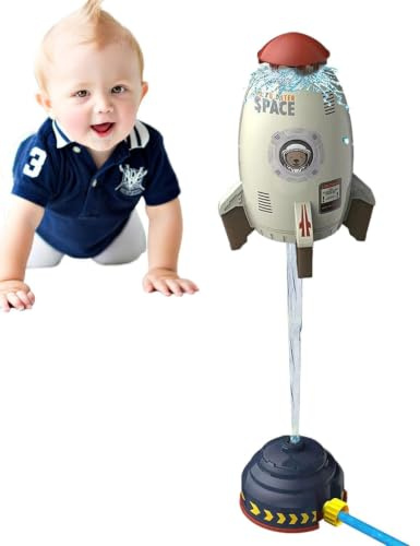 Rocket Sprinkler for Kids Fun Flying Rocket Toys with Hose