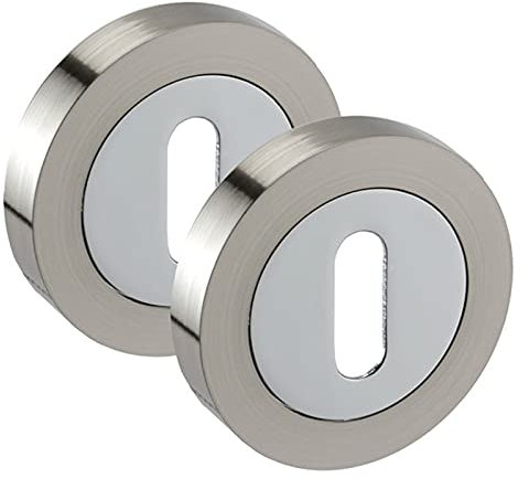 Chrome Keyhole Escutcheon Pair for Doors - Duo Chrome Finish 50mm Diameter