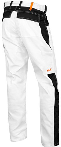 strongAnt Malerhose Stuckateur Putzer Arbeitshose mit Kniepolstertaschen - 100% BW 260gm - Weiß/Schwarz 90