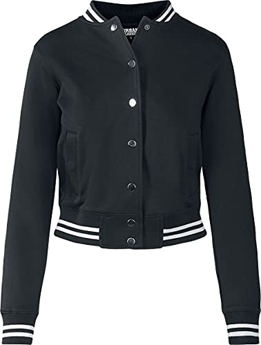 Urban Classics Women's Ladies College Sweat Jacket Sweatshirt, Blk/Blk, XXL