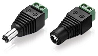 Niedervolt Adapter Set (1x Terminalblock 2-polig auf DC-Hohlbuchse + 1x Terminalblock 2-polig auf DC-Hohlstecker), 5,5x2,1mm, schwarz