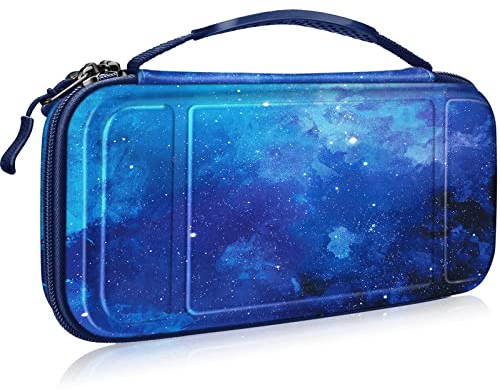FINTIE Étui pour Nintendo Switch OLED 2021 et Switch 2017 - Housse de Transport Anti-Choc en EVA, Étui de Voyage avec 10 Emplacements Cartes de Jeu, Ciel Étoilé