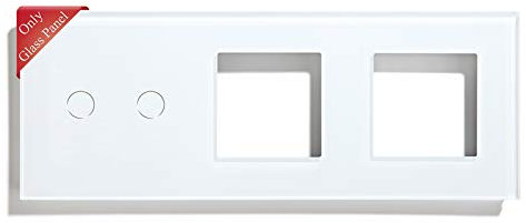 BSEED Marco panel de marco de vidrio para interruptor de luz y enchufe panel de vidrio de cristal panel de vidrio para interruptor de luz de pared y enchufe 2 Gang Blanco 228 mm
