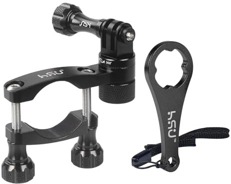 HSU Bike Handlebar Mount for Action Cameras, 360Rotation Seat Post, 0.6-1.3inch Compatible with GoPro Hero 13/12/11/10/9/8/7/6, DJI Osmo Action, AKASO and More (Black)
