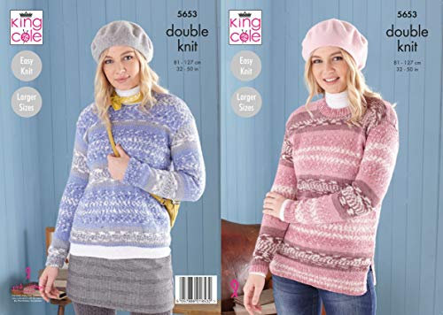 King Cole: Strickmuster - Pullover & Tunika in Fjord DK - Gr. 32/34 - 48/50 (81/86cm - 127/132cm) - Grün