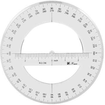 2 x 360 Vollkreis-Winkelmesser, 20 cm, Kunststoff, Mathematik-Messwerkzeuge, rundes Winkelmesser, Lineal, Vollwinkelmesser