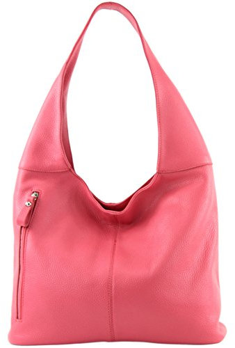 modamoda de T155 Damen Leder Shopper Schultertasche Large handmade in Italy, Farbe:Bubble Gum