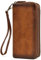 LUUFAN Pochette en Cuir Véritable pour Homme avec Double Fermeture éclair et 4 Compartiments Zippés (Marron 4)