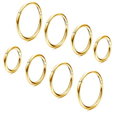 Kakonia 8stk 16G Septum Piercing 316L Edelstahl Nasenpiercing Ring für Frauen Männer Labret Piercing Helix Daith Piercing Ohr Nasenring Piercing