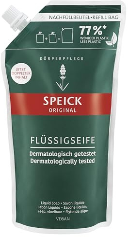 Speick Original Flüssigseife Nachfüllbeutel 600 ml – milde Handseife, Nachfüllpack für weniger Plastik - 10er Pack
