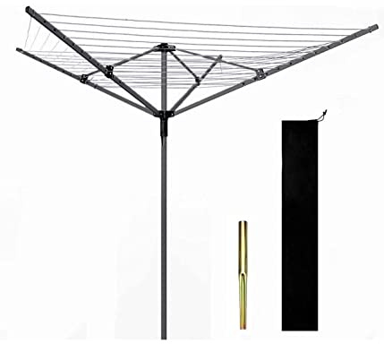 Optimal Products ROTARY AIRER 4 ARM OUTDOOR CLOTHES GARDEN WASHING LINE DRYER WITH METAL SPIKE & COVER UK (40M)