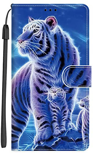 Xkladz Handyhülle für Samsung Galaxy A54 5G Hülle PU Leder Klapphülle Klappbar Schutzhülle Handytasche mit Muster Motiv Stoßfeste Brieftasche Flip Case Cover für Samsung A54 5G 6,4 Zoll, Tiger