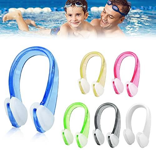 PEALOVCOM 6 Pz Tappa Naso Nuoto Molletta in Silicone Naso Nuoto Clip Naso Nuoto Impermeabile Molletta Naso Piscina Tappanaso in Silicone per Piscinaper Principianti, Uomini, Donne, Adulti, Bambini