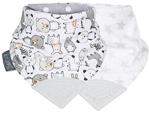 Cheeky Chompers Baby Bibs with Teether | 2 months+ Teething Bibs, Toddler Bibs | Reversible Dribble Bib & Baby Teether | Multi-Award Winning