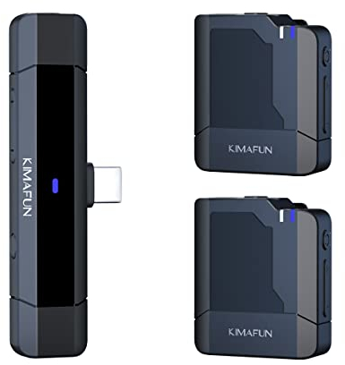 KIMAFUN Drahtloses Lavalier Mikrofon für Type-C-Android, Kabelloses Ansteckmikrofon Plug-Play für YouTube/Facebook/Tik Tok Live-Stream, Vlogger, Videoaufzeichnung, Interview, G50-4(2TX+1RX)