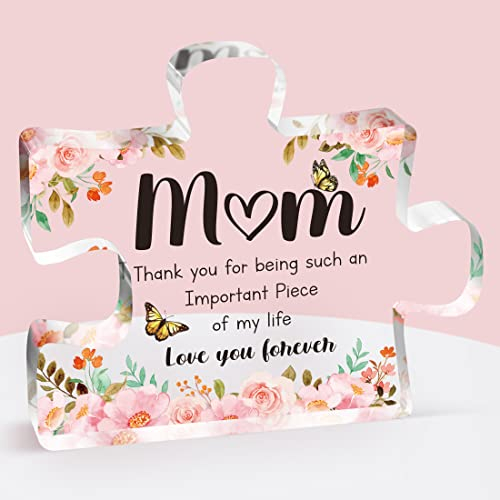 Gifts for Mum - Birthday Gifts for Mum Acrylic Block Puzzle, Touching Sayings Engraved Mum Birthday Gifts, Mum Gifts from Daughter Plaque, 3.3 * 3.9 * 0.6 inches.
