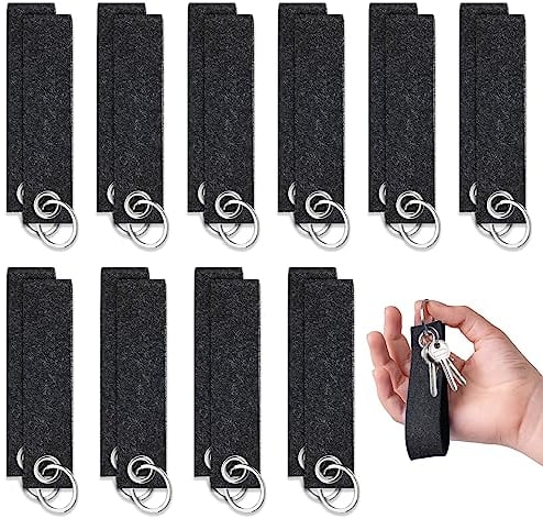 KERANEET 20 Stück Filz Schlüsselanhänger Schlüsselanhänger Rohlinge Plotter Rohlinge Filz Schlüsselanhängers Rohlinges Basteln für DIY-Dunkelgrau(13 x 3cm)