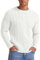 Hisir Men's Winter Cable Knit Jumpers Casual Crew Neck Thick Warm Long Sleeve Sweater Pullover Tops for Men UK (White, XL)