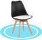 Dekohome Sillas de Comedor, Sillas de Cocina Nórdicas con Asiento Blando, Tapizado y Patas de Madera de Haya Resistente, Negro y Blanco, 1 Silla