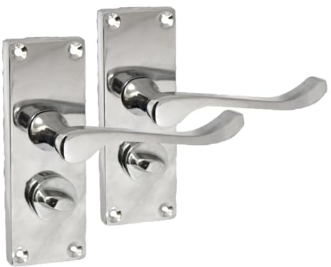 Epsom Door Handle Door Handles Door Handles Internal for Interior Doors Internal Door Handle Sets - Victorian Scroll Polished Chrome Lever Door Latch Handles - Chrome Door Handles Set (Privacy Lock)