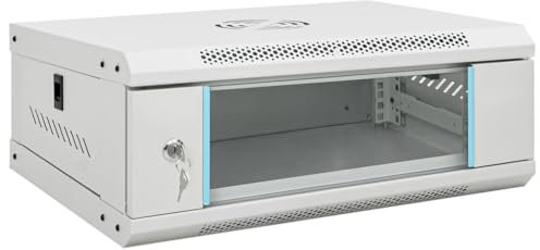 vidaXL 4U Wand Netzwerkschrank, Serverschrank Wandmontage, 19 Wandgehäuse Rack Server Schrank, Wandschrank Datenschrank Abschließbar, IP20
