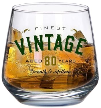 D Design Invent Print! 80th Birthday Gift Whiskey Wine Glass Tumbler Funny Printed Drinking Mug Present for Men Women Age 80 Year Old Gift Idea Keepsake Happy Birthday - 345ml