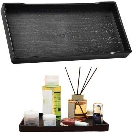 QEDBOJE 1 pièce Déco plateau de rangement pour salle de bain, cuisine, toilette et salle de bain (Rectangulaire, Noir)