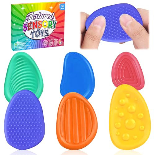 DOWNDRIFT Fidget Toys Sensory Stones,6 Stück Sensorik Spielzeug,Anti Stress Kinder,Sensorisches Spielzeug,Fidget Toys für Erwachsene Kinder ADHS und Autismus
