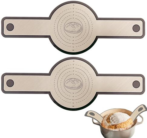 Silikon Backmatte für Dutch Oven 2 Stück, leicht zu reinigen,Lange Griffe Teigmatte, Wiederverwendbare Backunterlage für Teig,Brotmatte für Backofen.