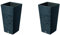 Stolmet Square Tall Modern Look Planter Flower Pot Set (2-Pack) - Indoor & Outdoor Garden Decor, Available in 5 Colours - Furu Design with Removable Insert (Anthracite, 60L)