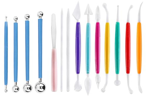Klways Modellierwerkzeug Fondant Set, Ton Werkzeug Multifunktionales Torten Dekoration Set, Kuchenmodellierwerkzeuge für Backen,Dekorieren von Kuchen, Ton Keramik schnitzen, Herstellen Fudge