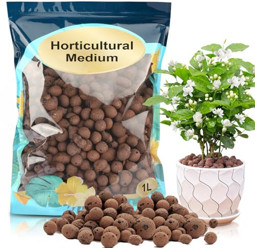 GOTVUGE Clay Pebbles Leca Balls for Plants,Clay Balls for Hydroponic, Terrarium, Potted Plants, Lightweight & Drainage (1L)