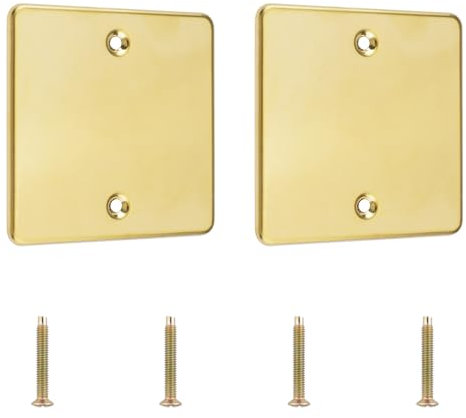 UFURMATE Lot de 2 plaques d'obturation en acier inoxydable pour prise de courant, prises ou interrupteurs non utilisés (doré)