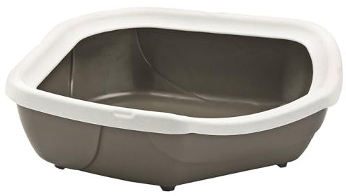 Katzentoilette Schalentoilette Eck-Toilette Weiss-braun 59,5 x 51,5 x 15,5 cm
