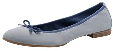 Tamaris Damen Ballerina Leder flach, blau, 42 EU