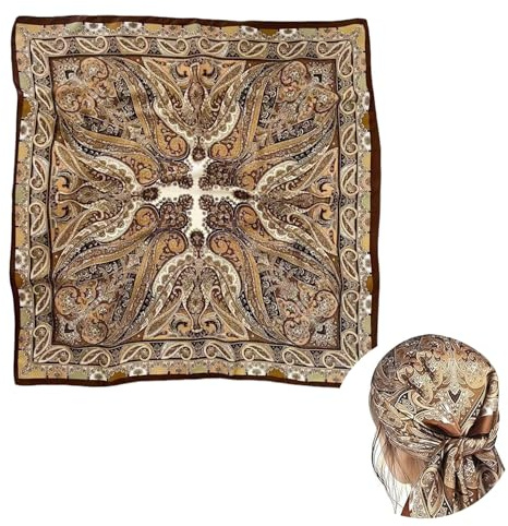 Taiyyi Bandana Tuch Seiden,Quadrat Seide Gefühl Satin Schal Seidentuch, Ideal Als Halstuch oder Modisches Accessoire Haar Wrapping und Schlafen in der Nacht. für Alle Jahreszeiten(70×70cm)（A,B）