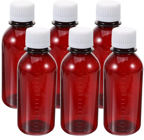VALICLUD Lot De 6 Flacons De Avec Bouchons Pilulier De En Verre Ambré Récipient De Avec Graduation Organisateur De Rangement Pour Maison Et Déplacements 13.00X4.80X4.80Cm